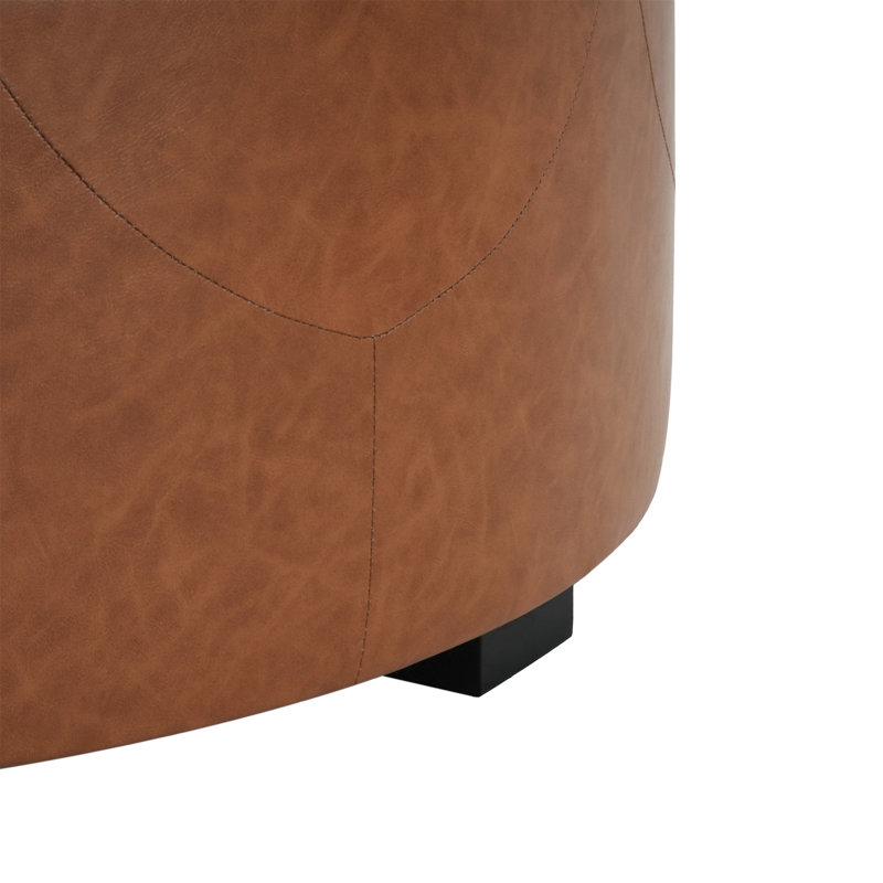 Upholstered Button Tufted Round Ottoman