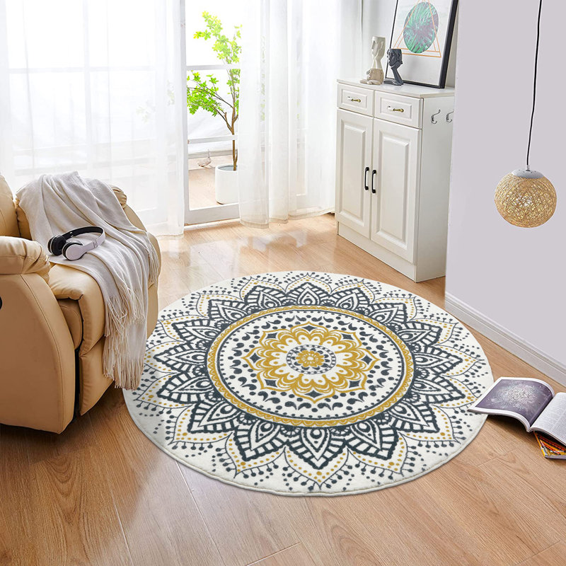 Tapis rond lavable rond antidérapant, Rond 48 po x 48 po