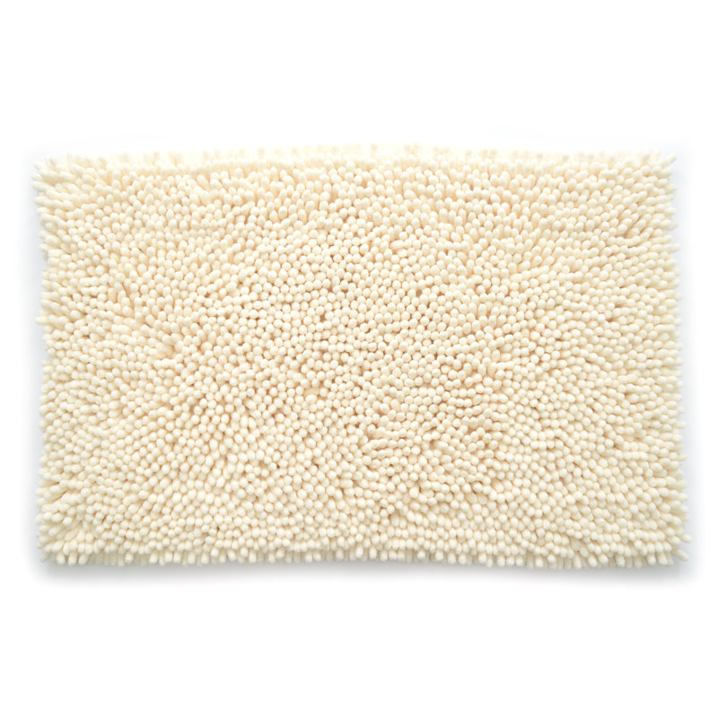 Tapis de bain rectangulaire en polyester antidérapant Evyan, l 17 po x L 24 po, Sable