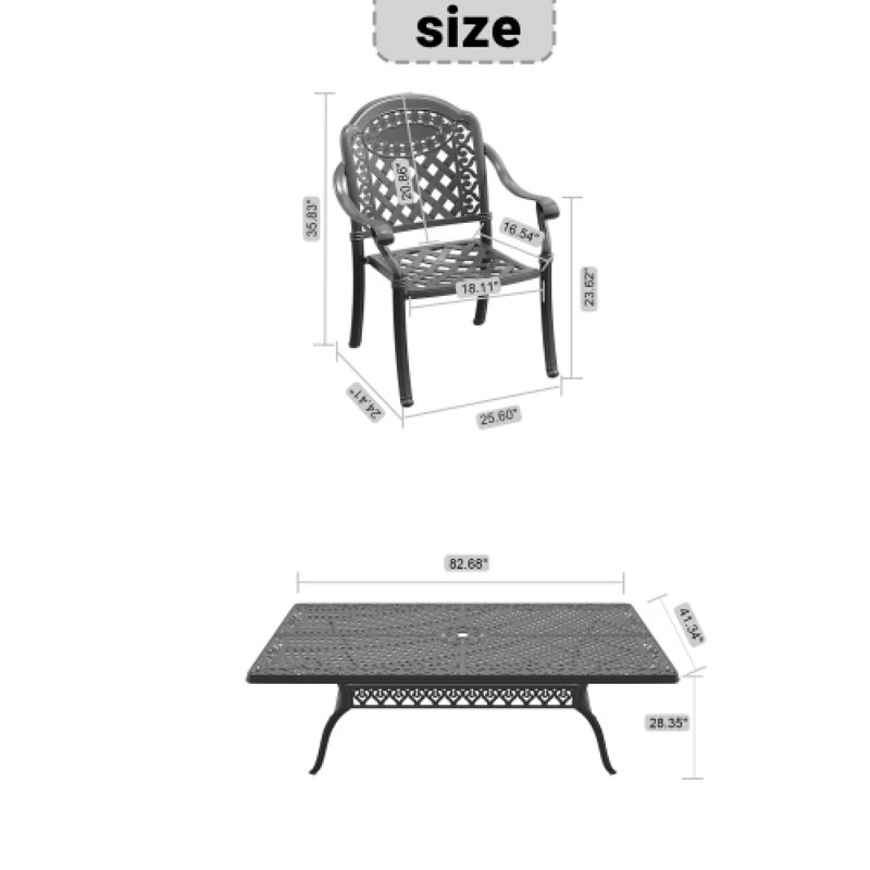 Ensemble de meubles de patio 9 pièces idéal pour les repas de célébration de patio et les tables de jeu multi-personnes