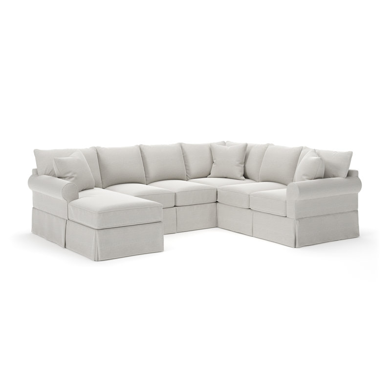 Canapé modulaire de trois articles avec housse Amari, Orienté vers la gauche, Tissage natté ivoire Drusky Sustain®
