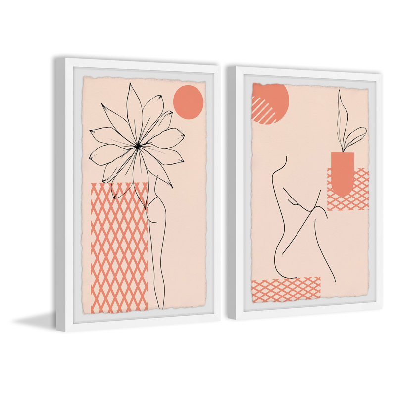 Bare and Sun-Kissed 2 Piece Single Picture Frame Painting, 45cm H x 38cm W x 3.81cm D