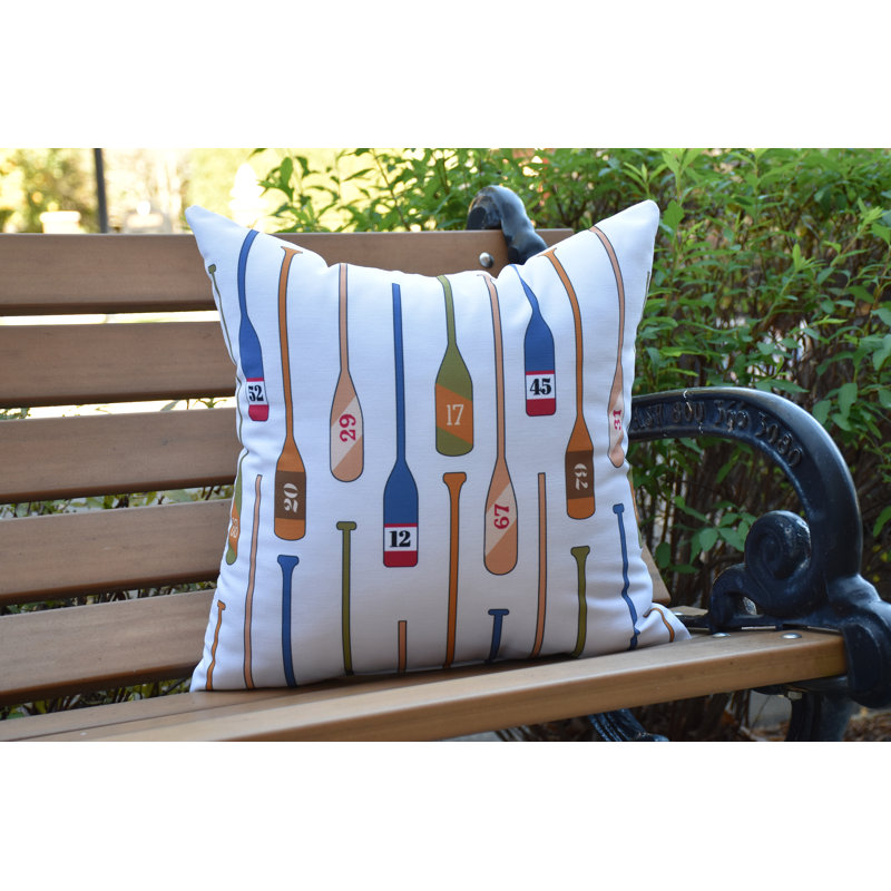 Nantucket Outdoor Reversible Throw Pillow, Ivory, 16" x 16"
