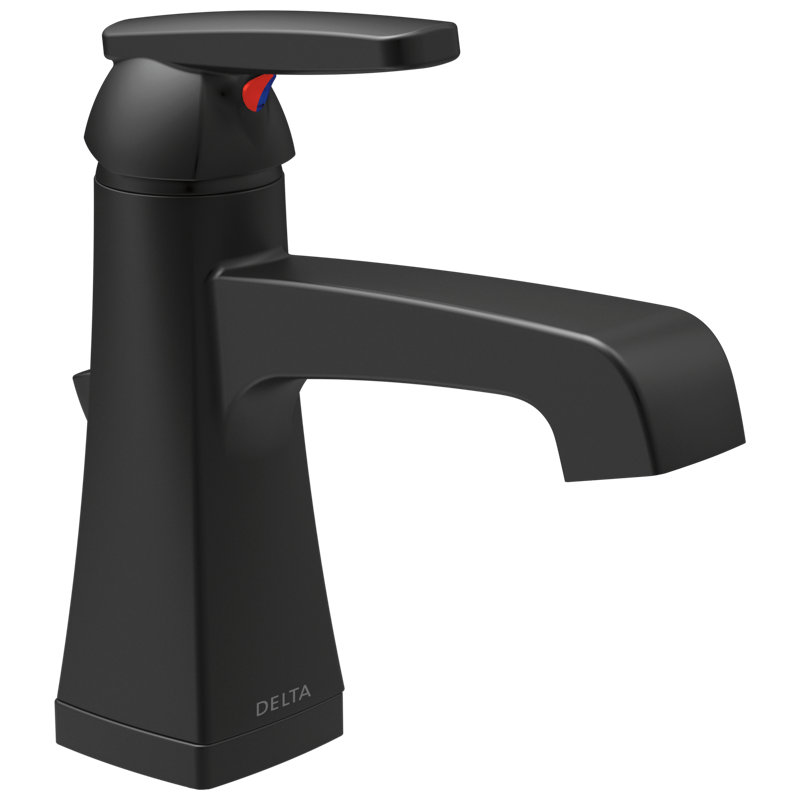 Robinet de salle de bain monocorps avec drain Ashlyn, robinet de salle de bain à poignée simple, Noir mat