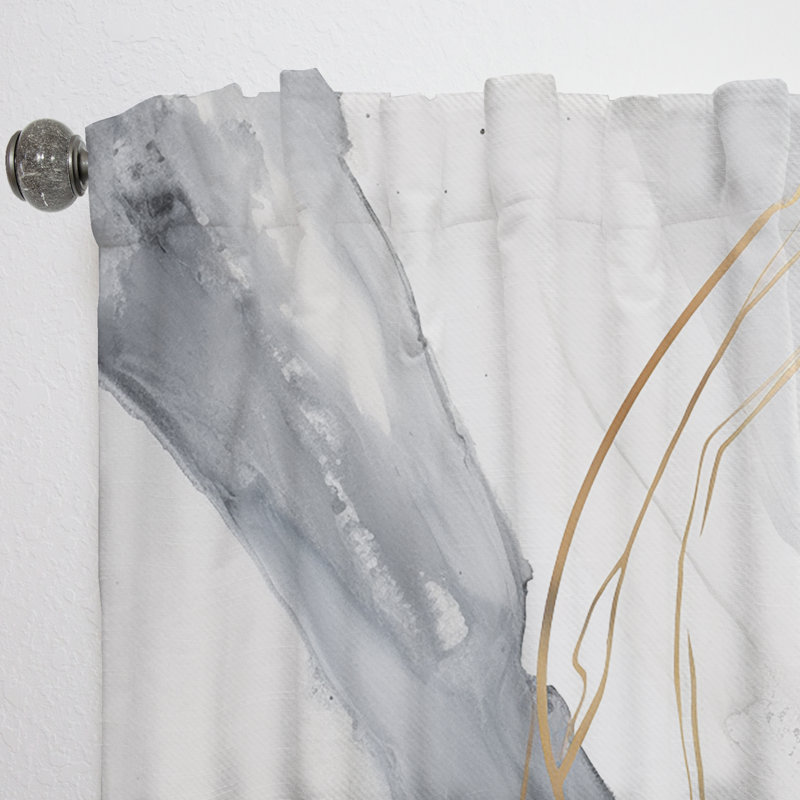 Hedda - Black Gold Fusion Of Marble III - Modern Curtain - Velvet Room Darkening - 1 panel, 52" W x 120" L