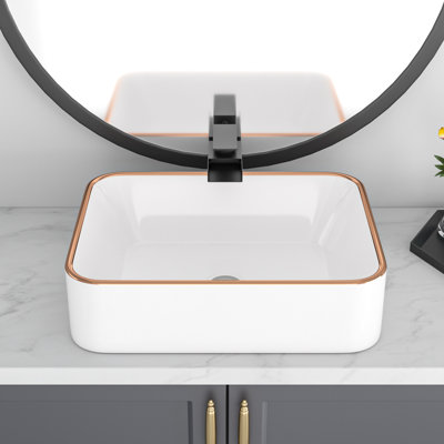16" L x 12" W Rectangular Ceramic Vessel Bathroom Sink