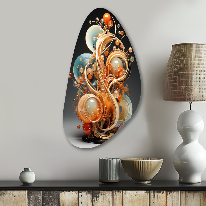 Sculpture en fil d'or - Reproduction d'art asymétrique en forme de spirale abstraite, H 31 po x l 17 po x P 1 po