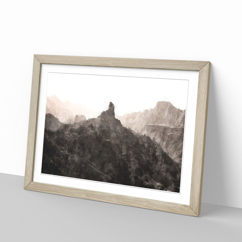 Mountains in Gran Canaria - Picture Frame Graphic Art Print, 62cm H x 87cm W x 2cm D, Oak Framed