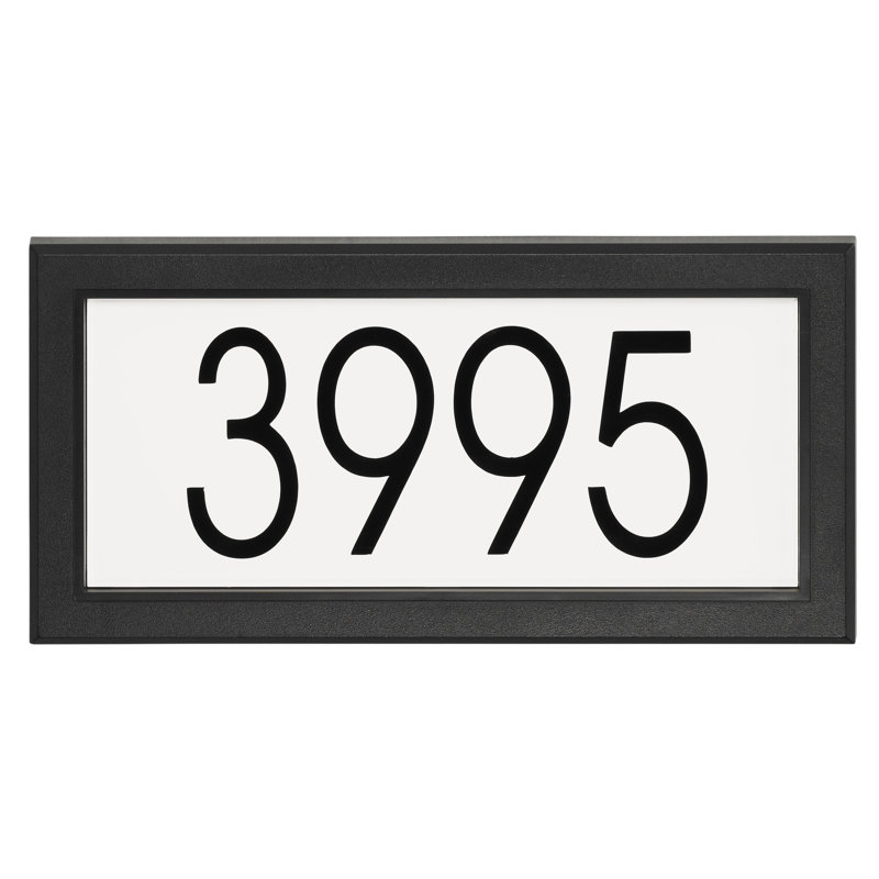 Plaque d'adresse murale rectangulaire sur 1 ligne, Noir/blanc