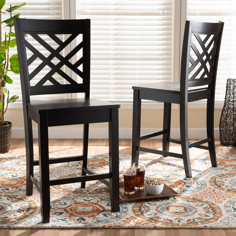 Solid Wood Counter Stool, Black