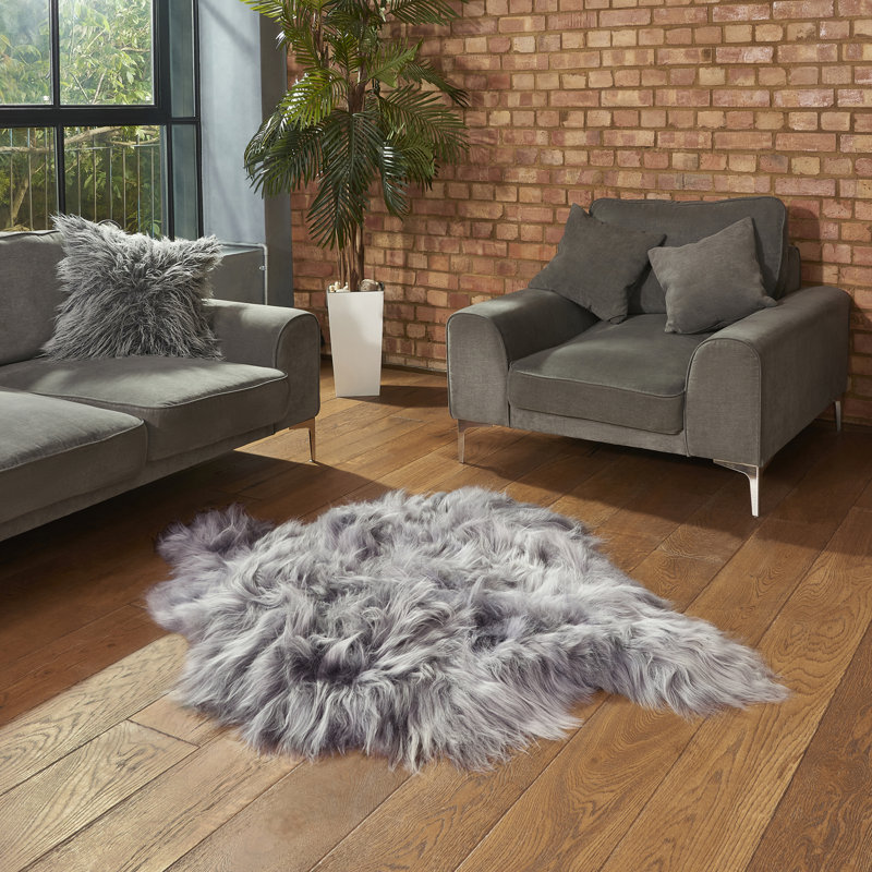 Solid Colour Sheepskin Area Rug, Novelty 100 x 90cm