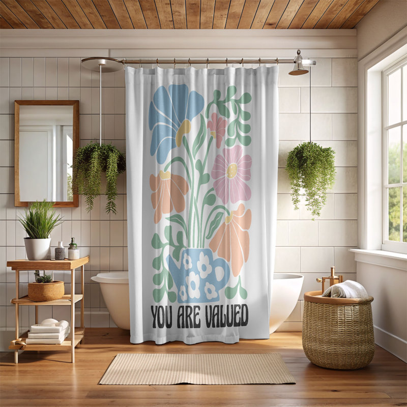 You Are Valued - 1 Piece Premium Shower Curtain, H 74 po x l 71 po