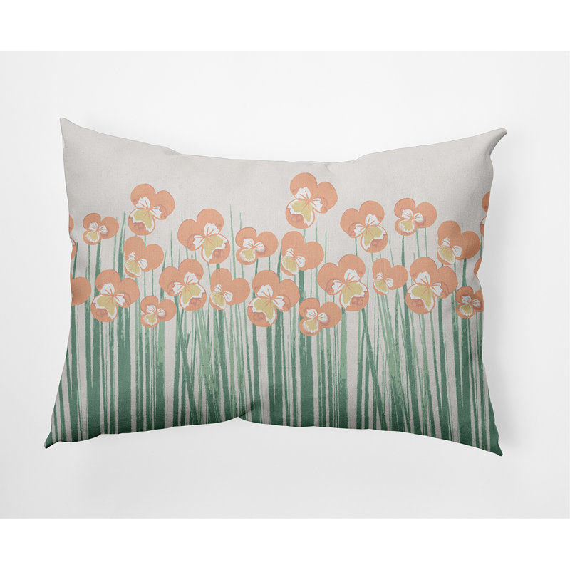 Floral Reversible Throw Pillow, Orange