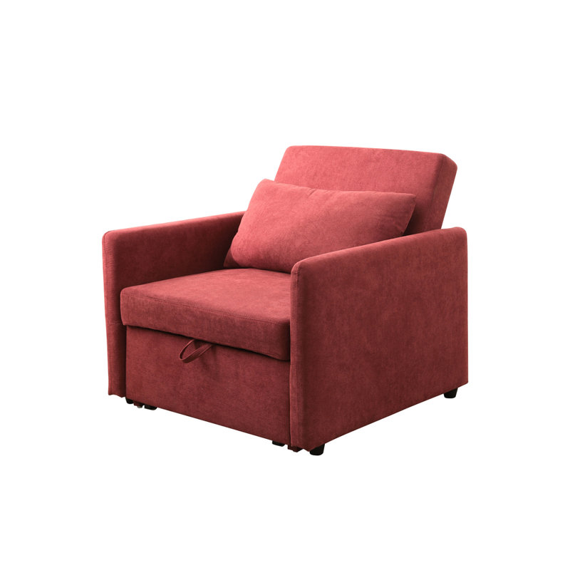 1 - Piece Green Convertible Sofabed Chair With Adjustable Backrest & Storage, Red