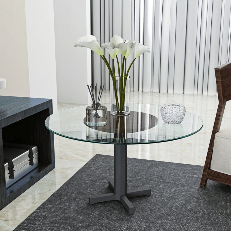 Plateau de table rond en verre trempé 24 po 24 po Verre transparent 1/4 po, H 0,31 po x L 24,07 po x l 24,07 po