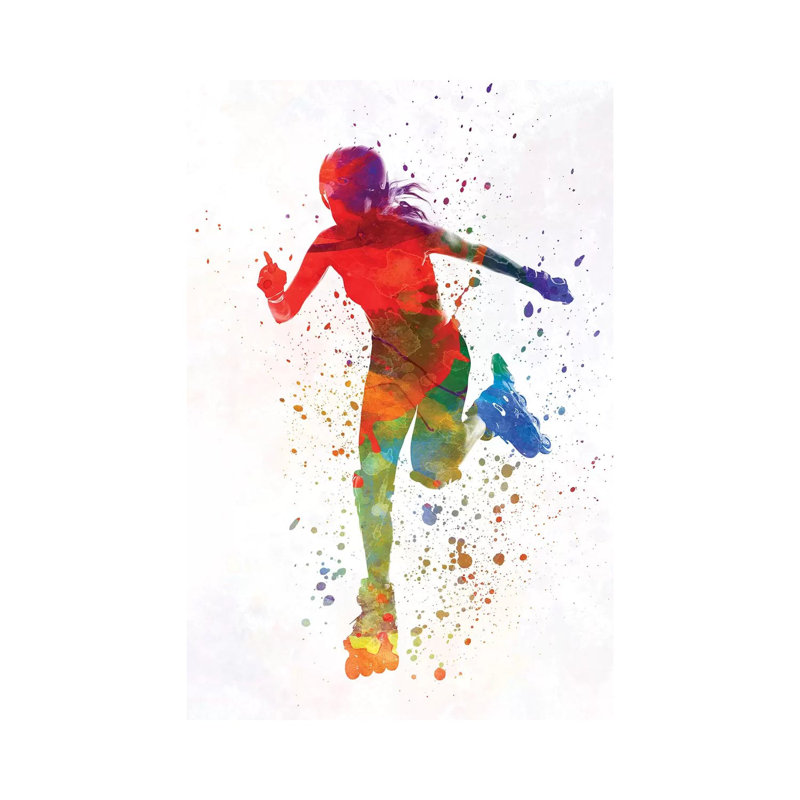 Woman in Roller Skates 12 in Watercolour 1 Piece Wrapped Canvas Painting, 45.72cm H x 30.48cm W x 1.91cm D