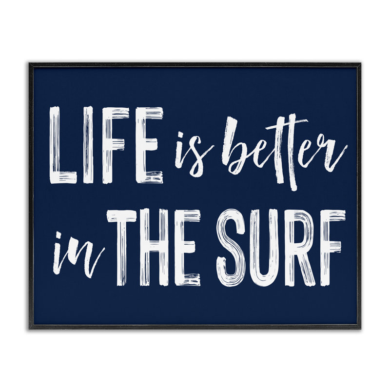 «Life Better In Surf», estampe numérique giclée, design par lettré et doublé, H 11 po x l 14 po, Giclée encadrée noir minuit