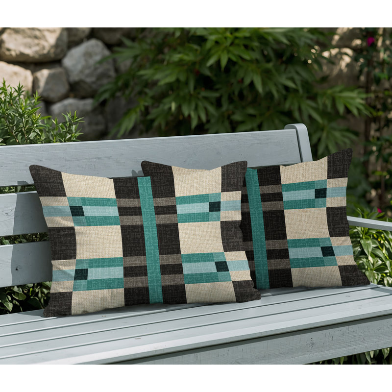 Ensemble de coussins réversibles intérieur / extérieur Joey, Teal, 25 x 18