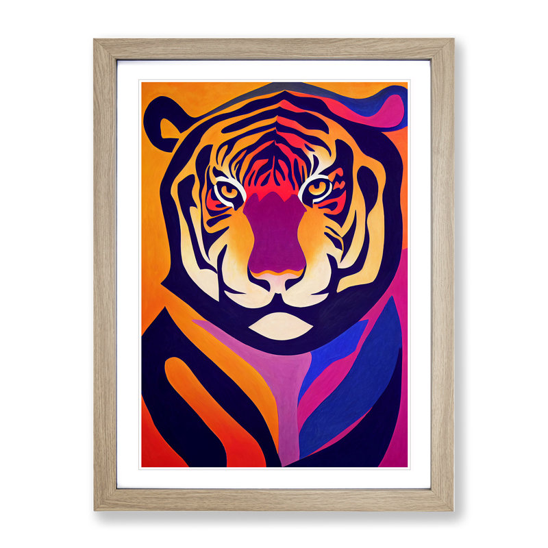 Tiger Abstract - Framed Print, Oak Framed, 34cm H x 25cm W x 2cm D