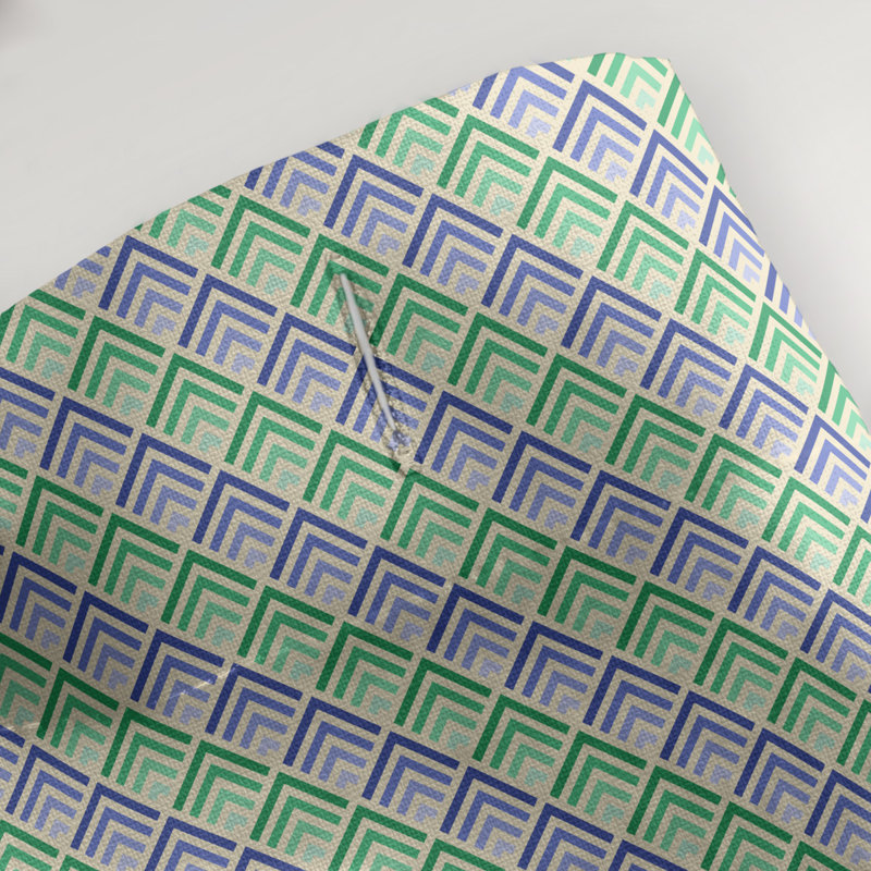 Katelyn Elizabeth Geometric Shower Curtain, Green/Blue