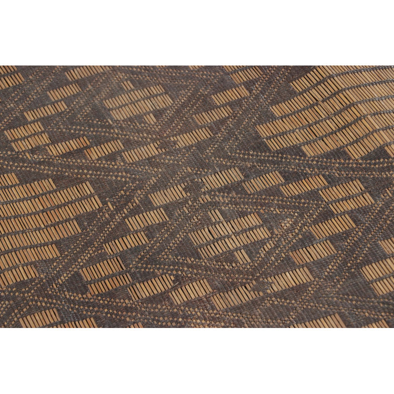 Vintage Tuareg Mat In Brown And Beige With Diamond Geometric Patterns