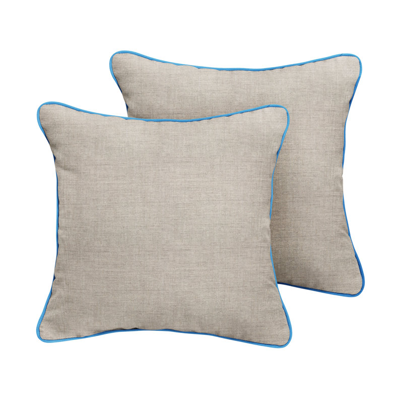 Hardin Sunbrella® Outdoor Reversible Throw Pillow, 18" x 18", Cast Silver Sunbrella Plainweave