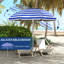 5. Parasol de plage portatif de 7 pi avec inclinaison, hauteur réglable, 2 porte-gobelets et crochets, parasol d'extérieur à volants UV 40+ avec auvent ventilé, rayure bleu blanc-7729785