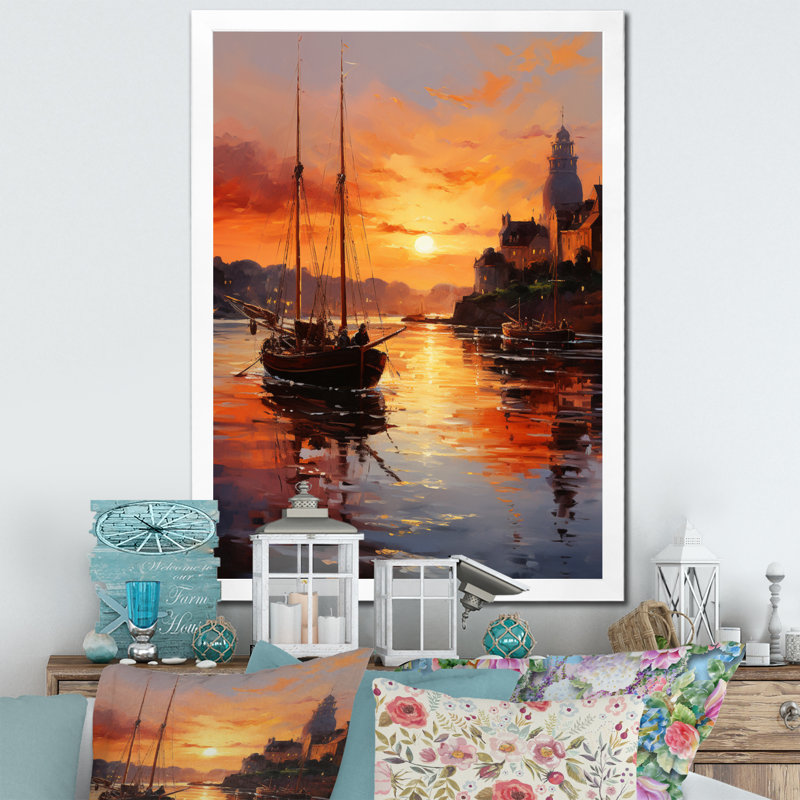 Atalissa, Allemagne, coucher de soleil, port III, H 20 po x l 12 po x P 1 po, Cadre photo blanc