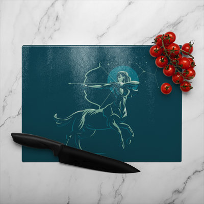 Zodiac Sagittarius Dining Glass Chopping Board
