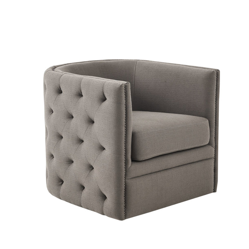 Fauteuil pivotant Classic Taupe - structure en bois massif, rembourrage confortable, structure d'apparence élégante, apparence professionnelle,