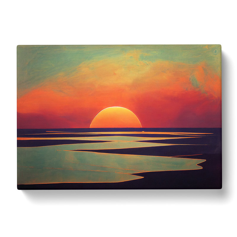 Graceful Ocean Beach Sunset - Wrapped Canvas, 40cm H x 60cm W x 3cm D