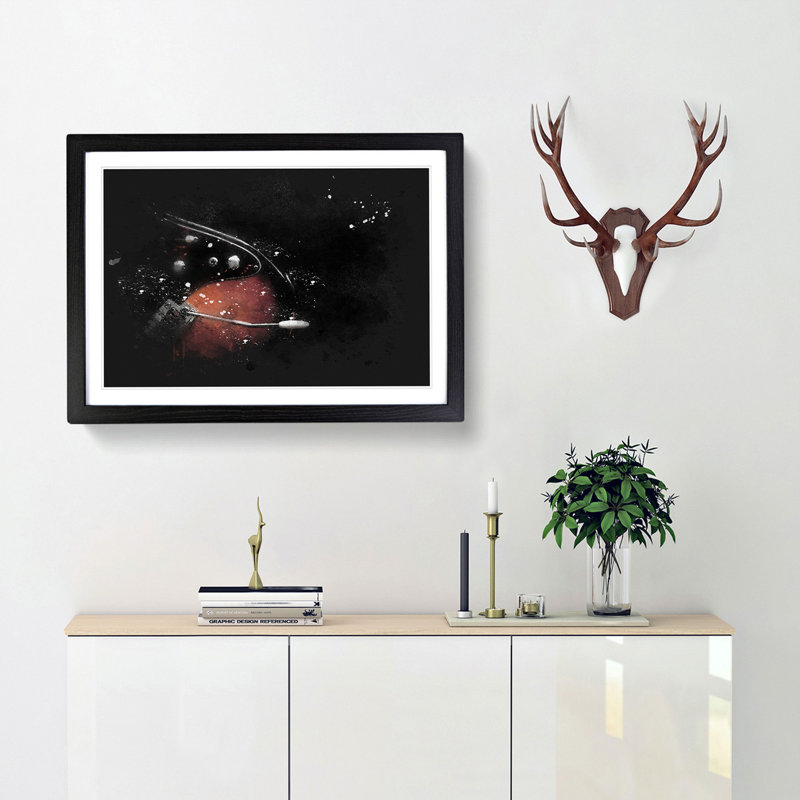Electric Guitar In The Shadows Paint Splash - Framed Print, Black Framed, 45cm H x 63cm W x 2cm D