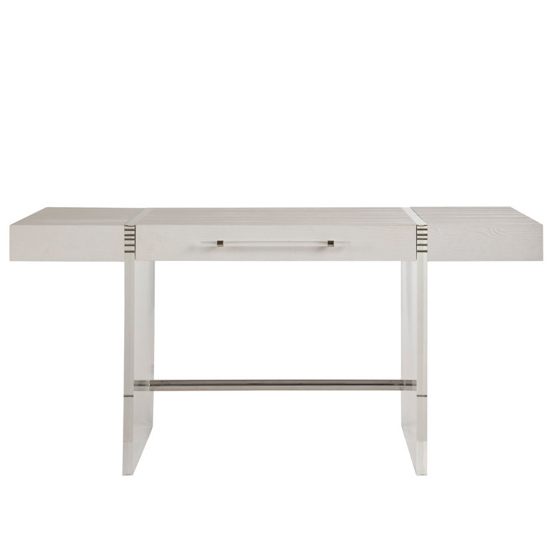 Soft White Oak Writing Desk with Acrylic Legs and Drawer