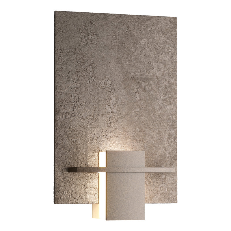 Applique murale encastrée 1 lumière Aperture, Verre d'art blanc, Bronze huilé