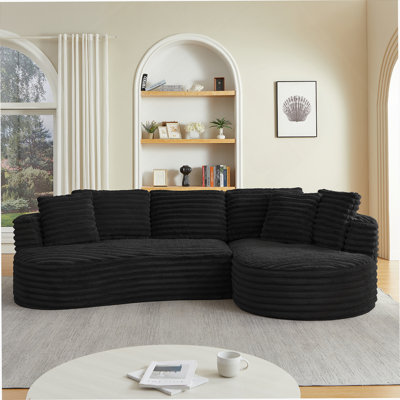 Boneless Modern Curved L-Shape Luxury Sectional Oversized Sofa: Minimalist Design, Comfy Sleeper Couch For Living Room, Apartment & Reception Spaces,No Assembly Required