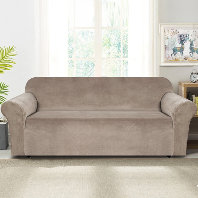 Housse de protection luxueuse en velours moelleux et extensible, Taupe, H 55 po x l 96 po x P 37 po