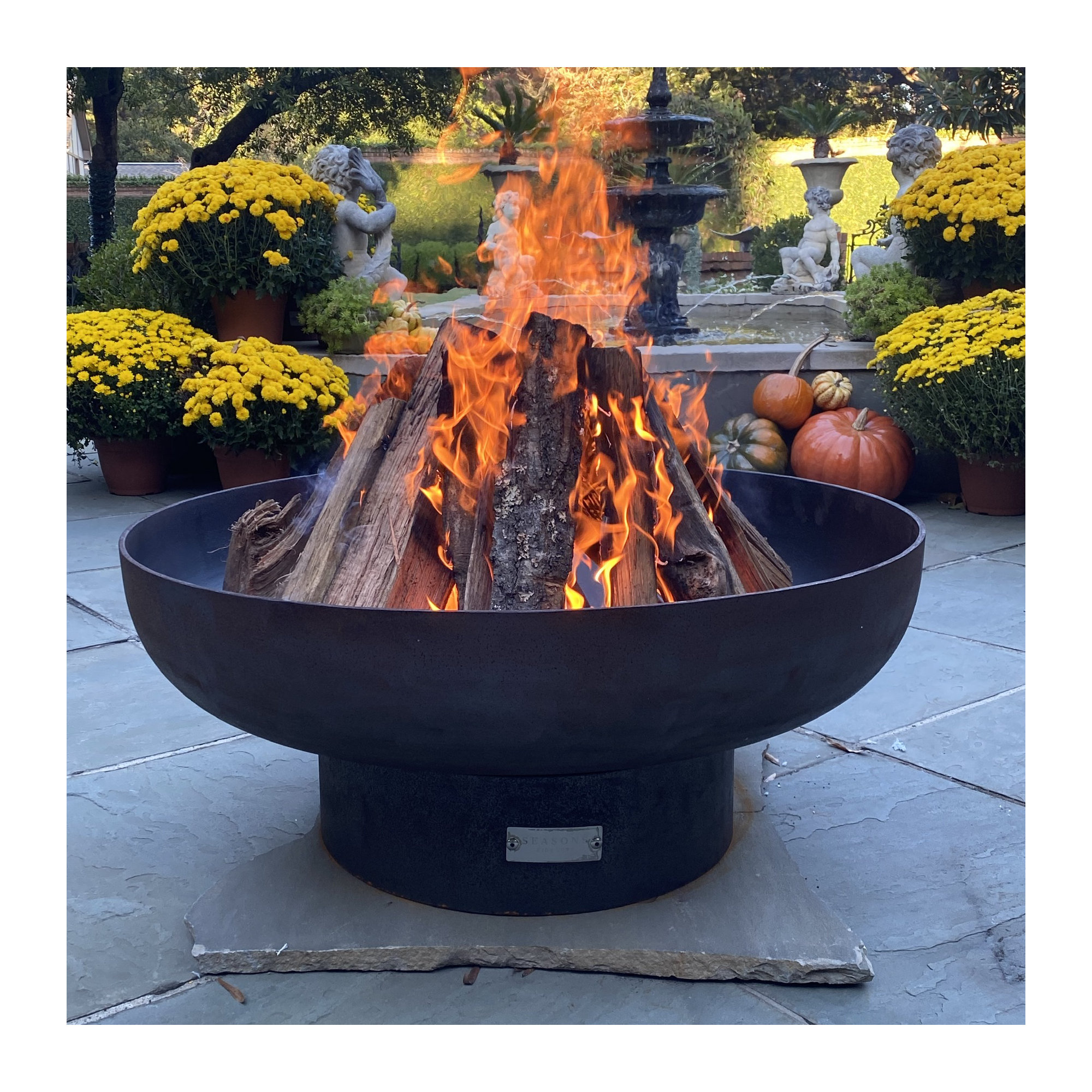 Harrogate Steel Wood Burning Fire Pit, 26" H x 72" W x 72" D