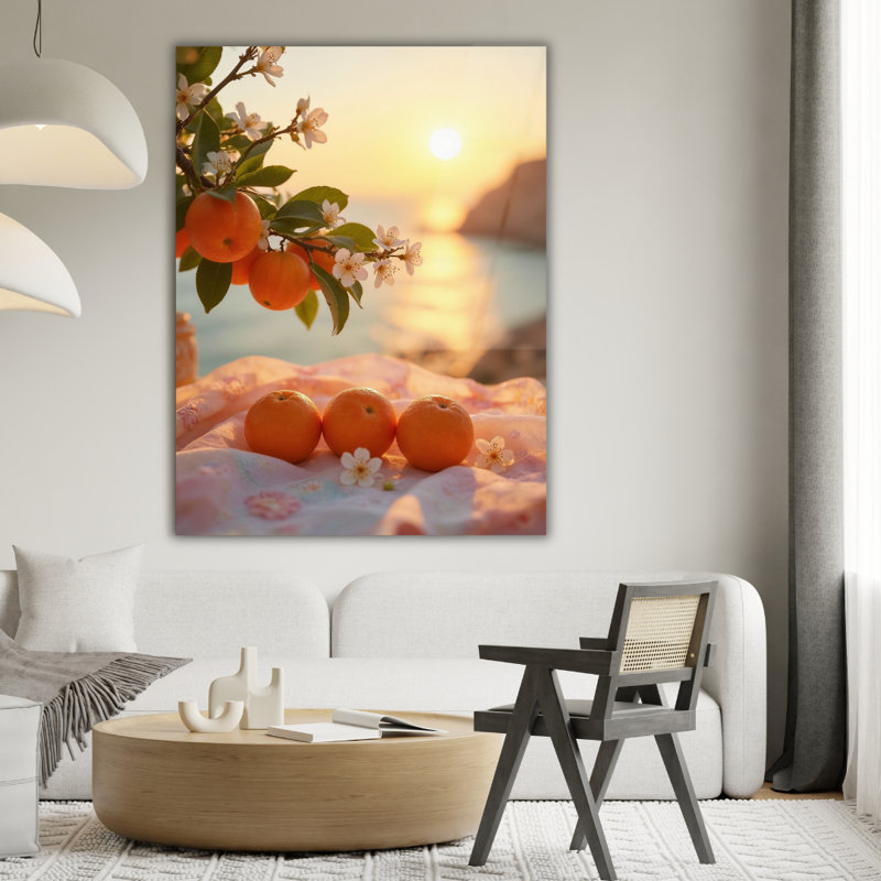 Art mural orange en verre trempé, H 12 po x l 8 po