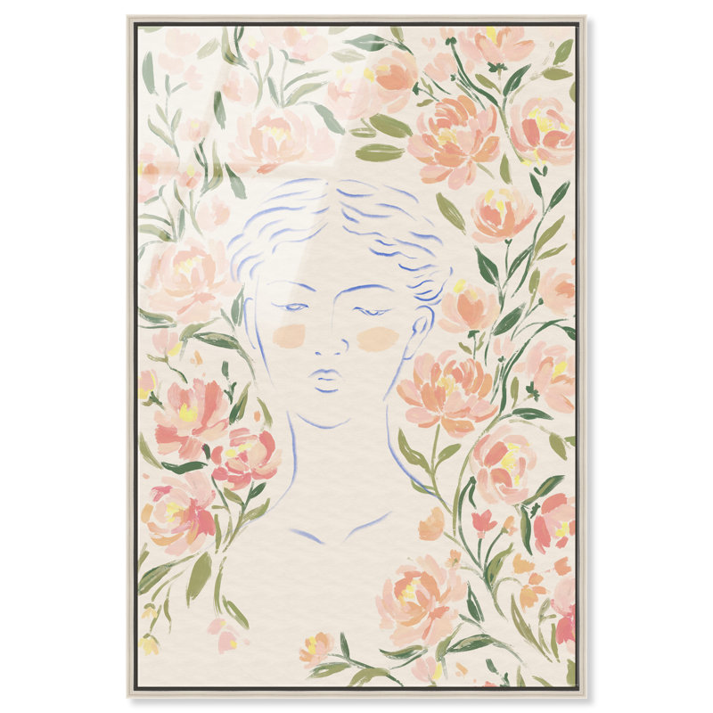 Artemis And Flowers Print by Oliver Gal, 16"H x 11"W, Silver Floater Frame