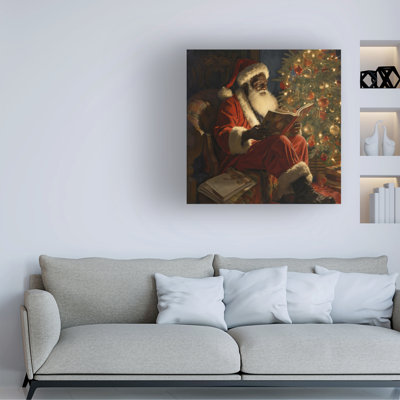 Wrapped Canvas Wall Art - Imagine It Images 'Santa Checking His List 5' Wall Art for Living Room, Bedroom, or Office Décor  - 24x24