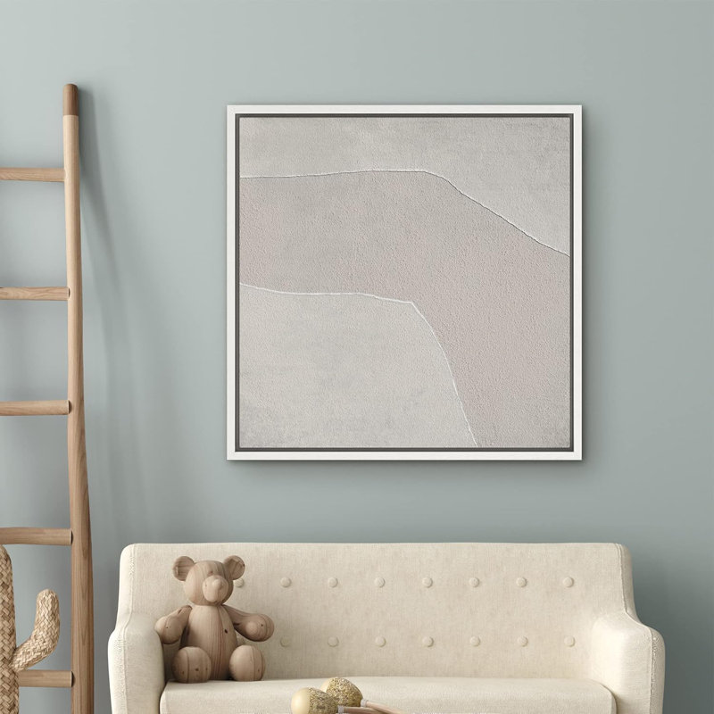 Motif géométrique gris sur deux tons - reproduction sur toile flottante, H 24 po x l 24 po x P 1,5 po, Cadre blanc