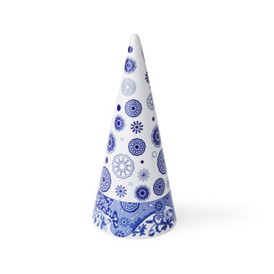 Spode – Blue Italian – Spode Blue Italian Cone Shaped Topiary - 10 Inch - BlueWhite