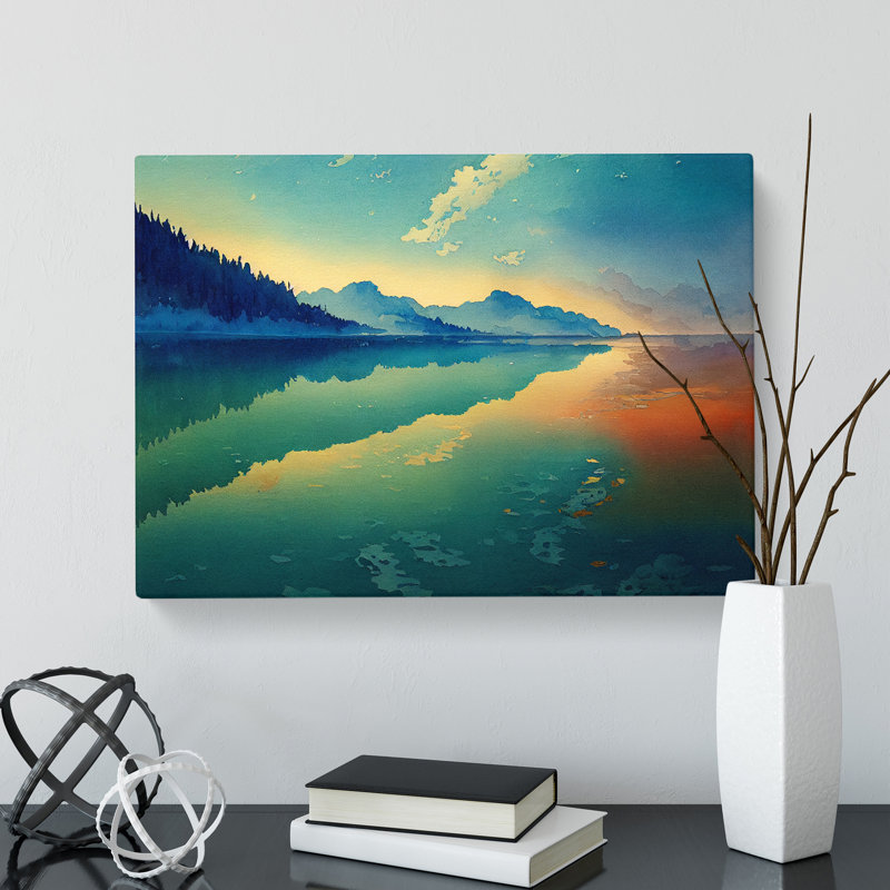 Glowing Lake Art - Wrapped Canvas Print, 50cm H x 76cm W x 3cm D