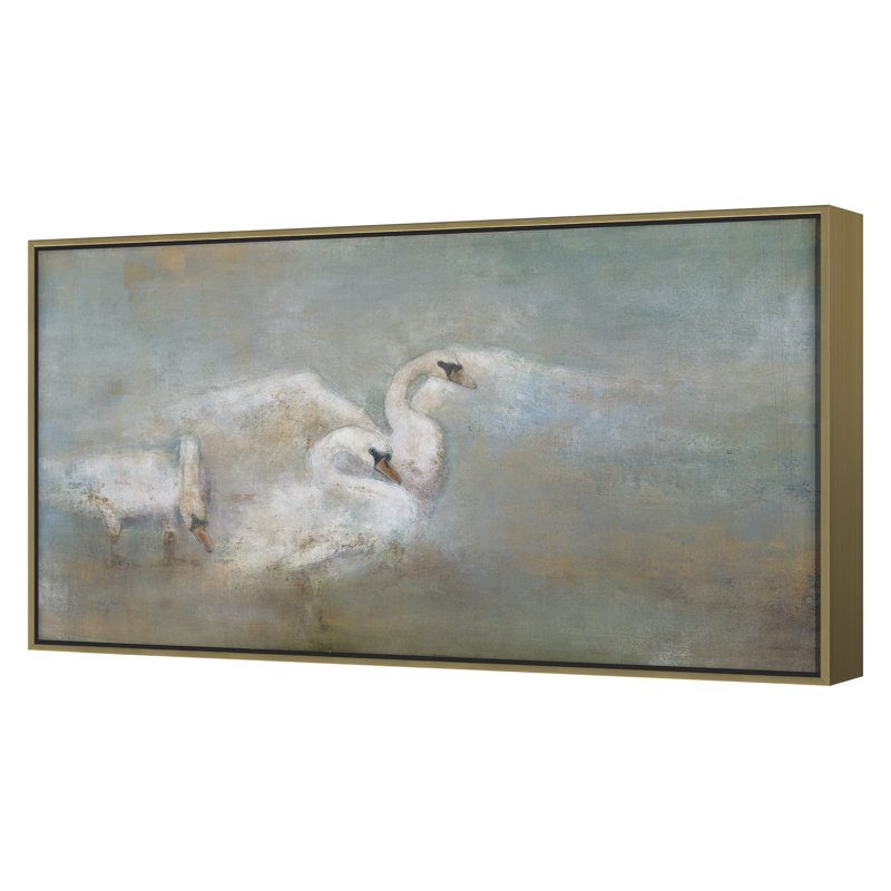 Splendid Swans Print, 22" H x 40" W, Gold