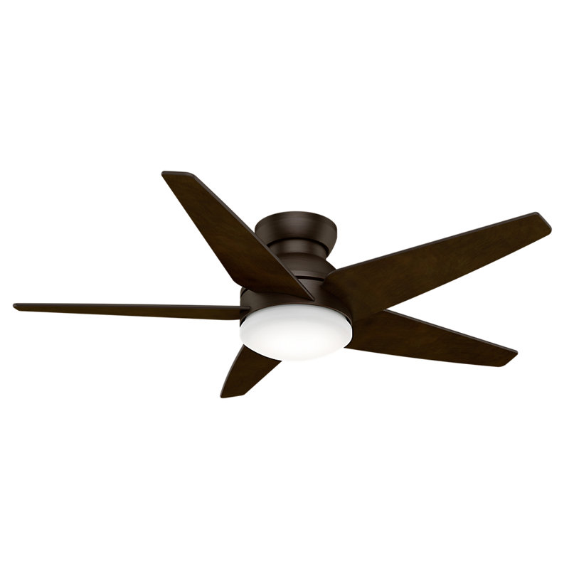 52" Isotope 5 - Blade LED Flush Mount Ceiling Fan with Wall Control and Light Kit Included