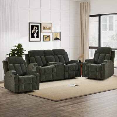 3-Piece Modern Manual Reclining Living Room Set