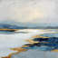 «Mist Over Blue», paysage abstrait, art mural sur toile tendue avec décorations dorées, décor mural moderne bord de mer-1987622679