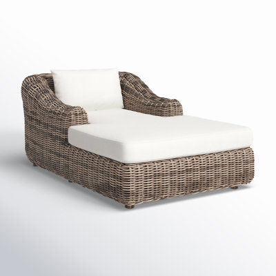 Roshina 76.25" Long Teak Single Chaise with Cushions
