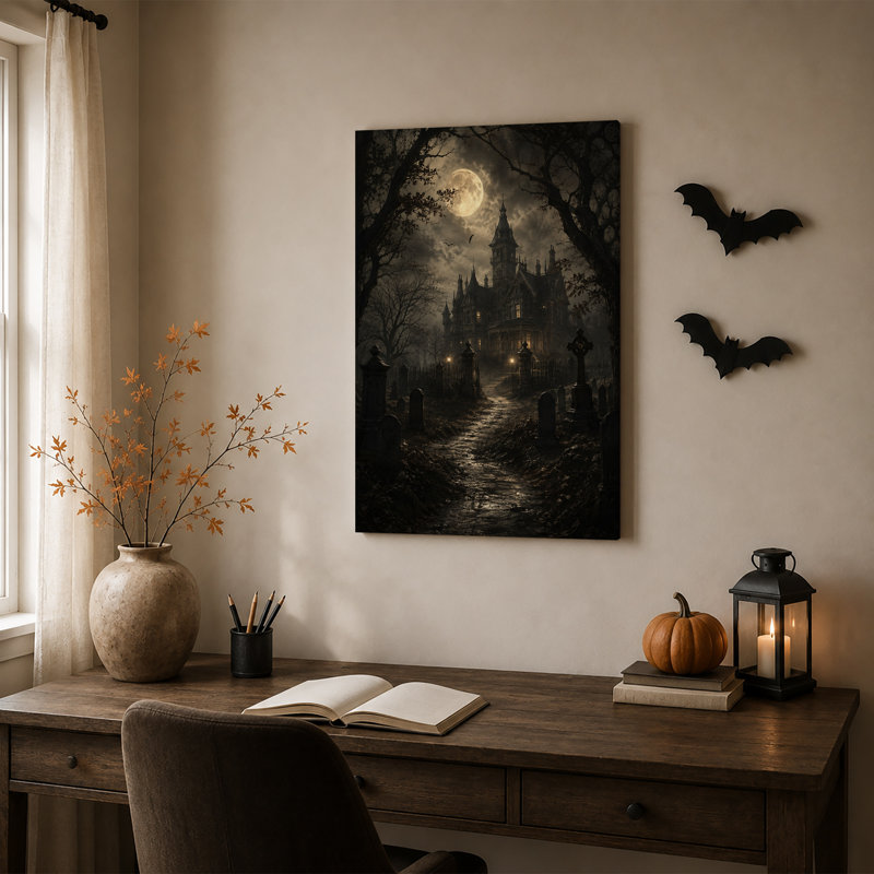 Art mural victorien sur toile Halloween, 36"H x 24"W