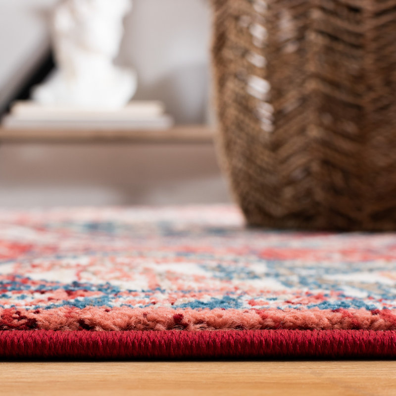 Kallie Oriental Blue/Ivory/Red Area Rug, Runner 2'6" x 8'